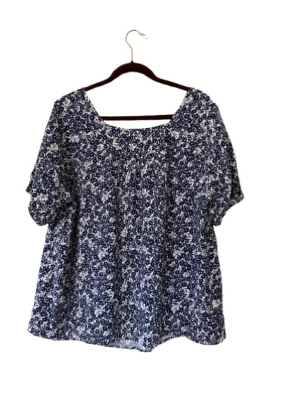 Savanna Jane Blue White Floral Embroidered Boho Peasant Blouse 1X Cottagecore - Picture 2 of 6